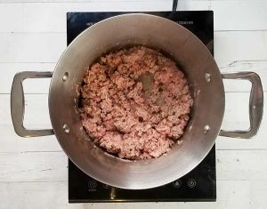 picture of browning beef in pot
