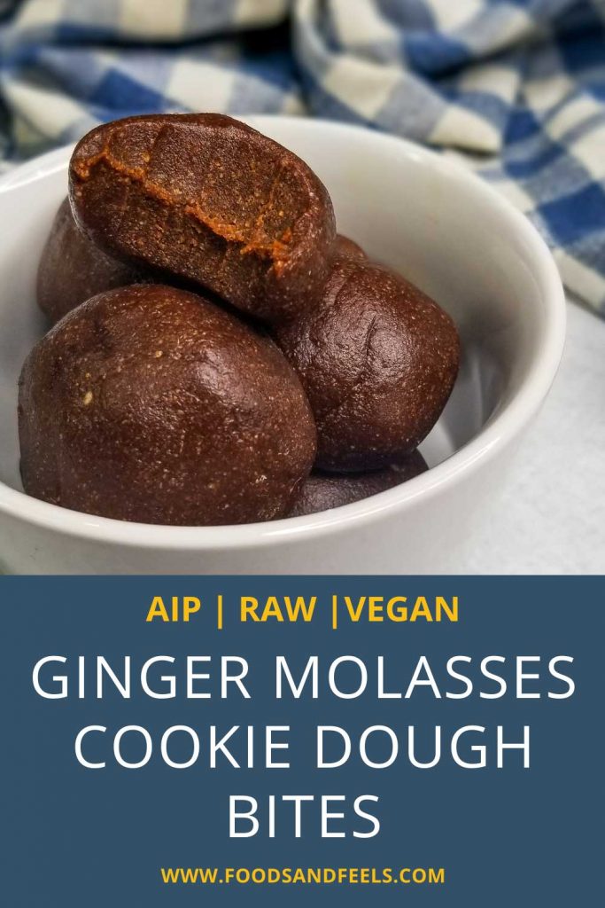 ginger molasses cookie dough bites pinterest pin image