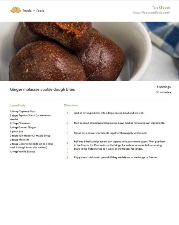 Printable version of ginger molasses cookie dough bites