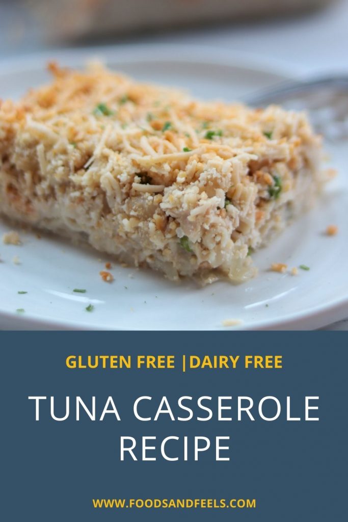 Gluten free dairy free tuna casserole Pinterest pin 