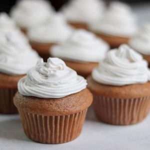 vanilla bean cupcakes on counter top