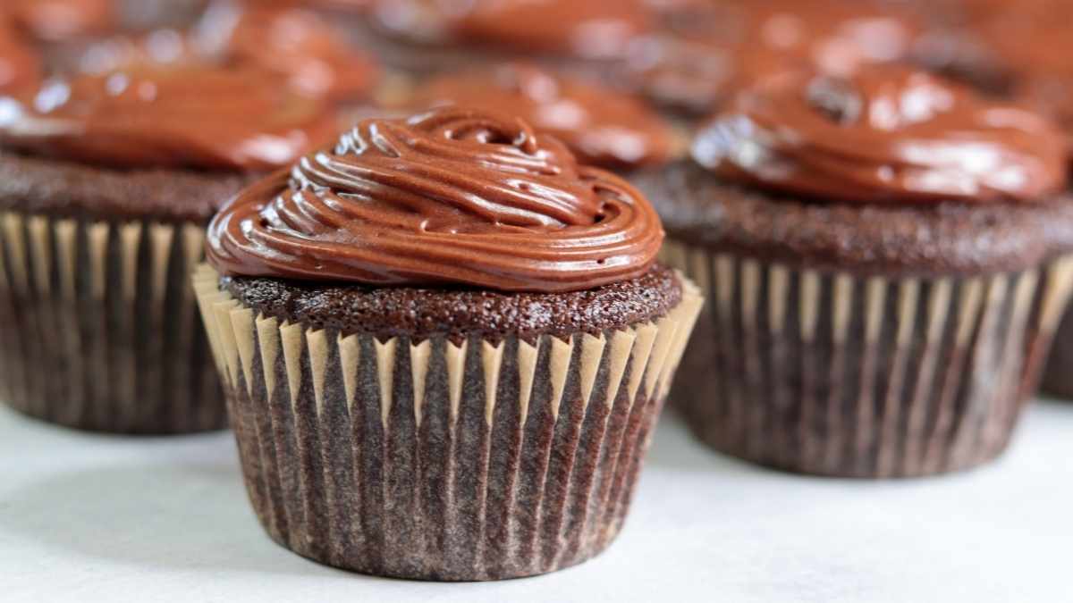 Chocolate cupcakes with chocolate frosting