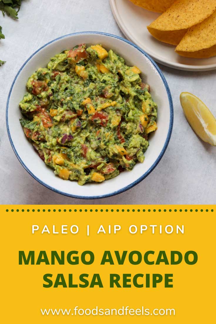 Pinterest image for Mango avocado salsa recipe