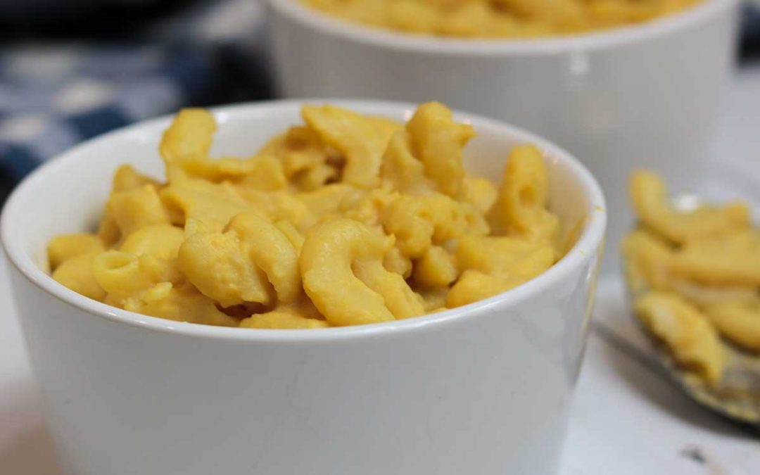 Two servings of mac and cheese dish