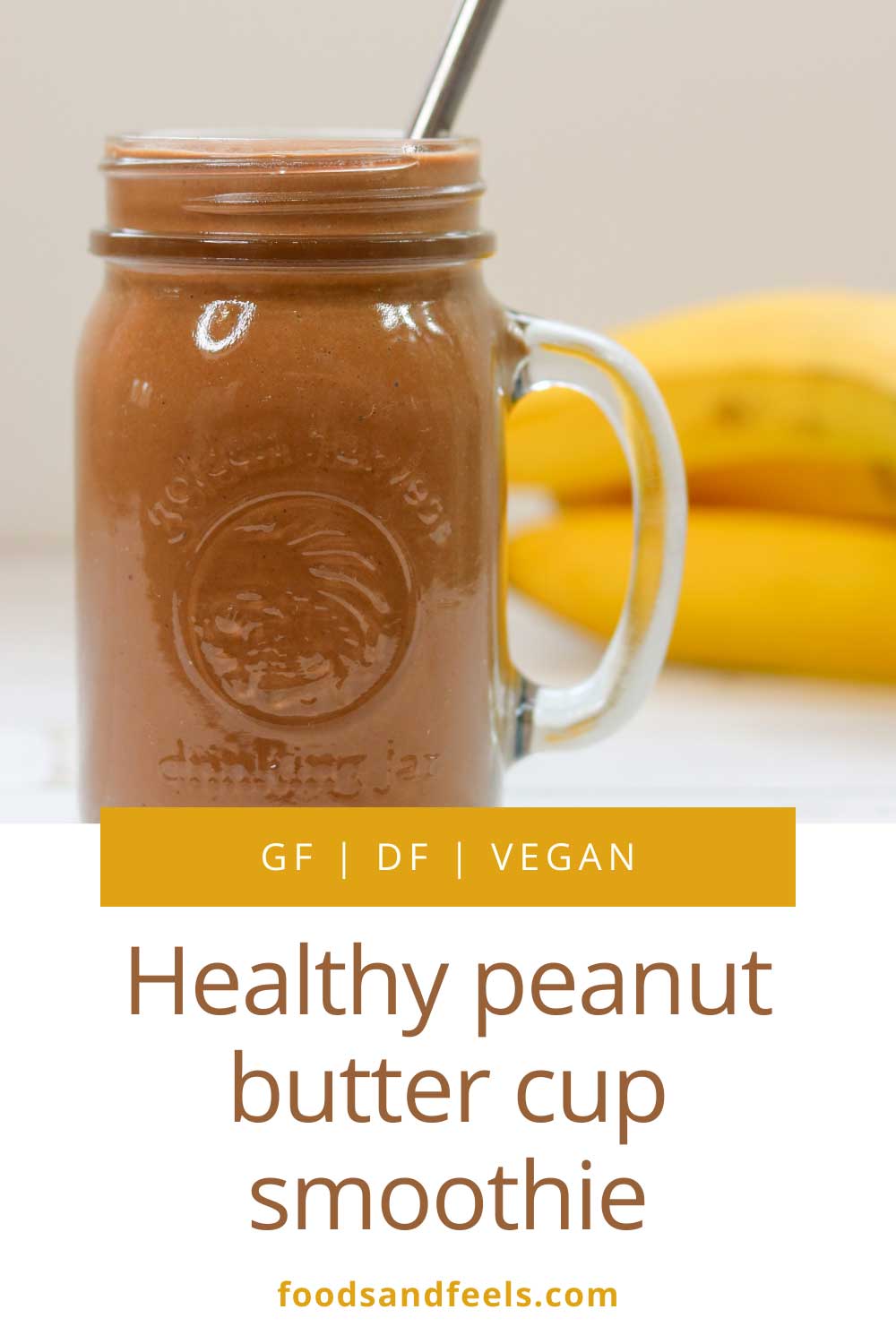 Pinterest image for peanut butter cup smoothie