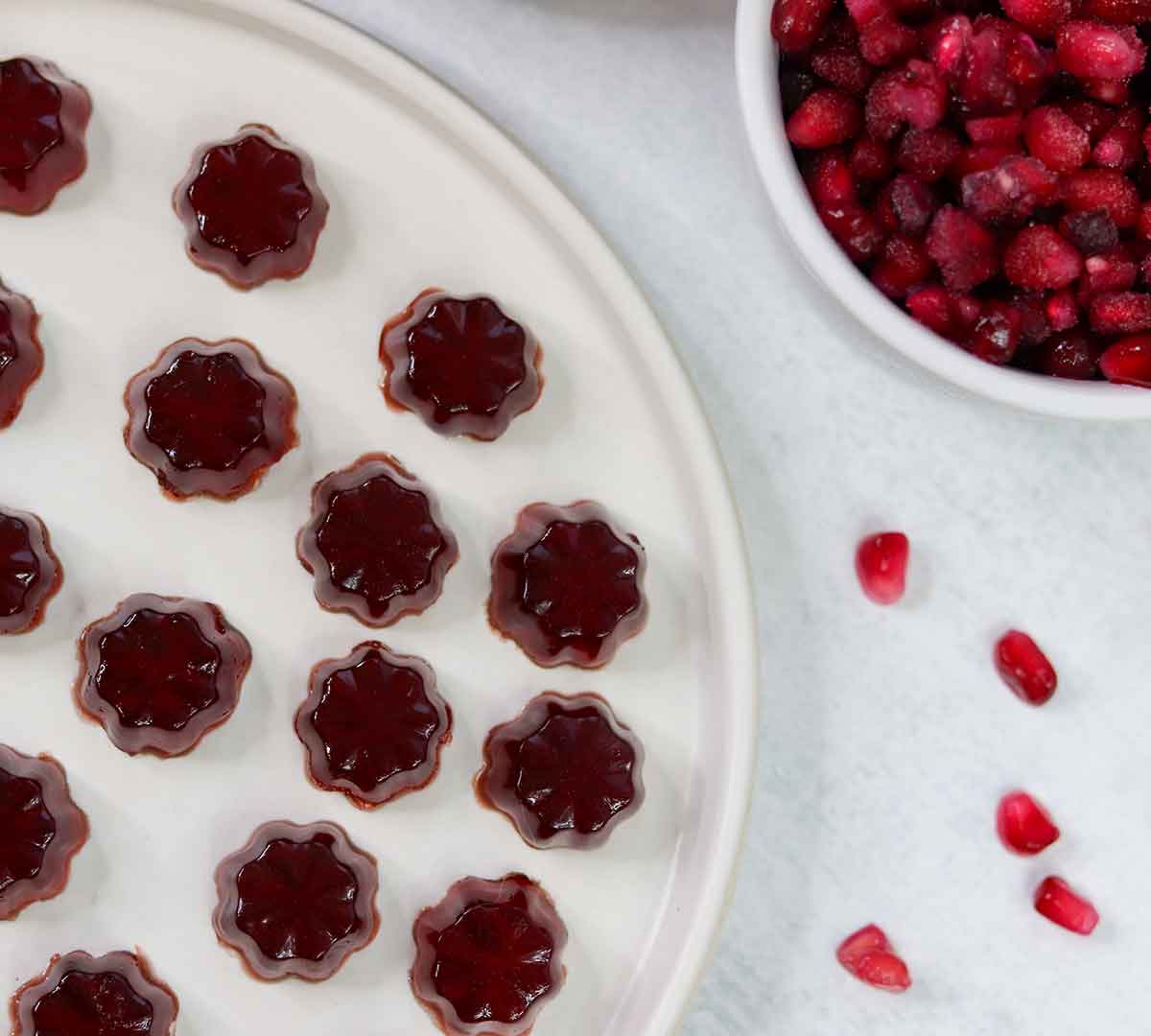 Top-down view of gelatin gummies