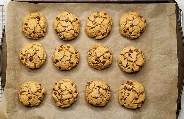 cookies fresh out the oven still sitting on baking sheet