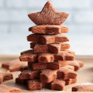 Cassava ginger bread cookies stacked into christmas tree