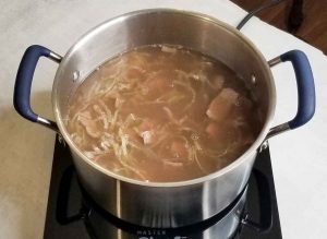 Thinly sliced beef added to pho broth