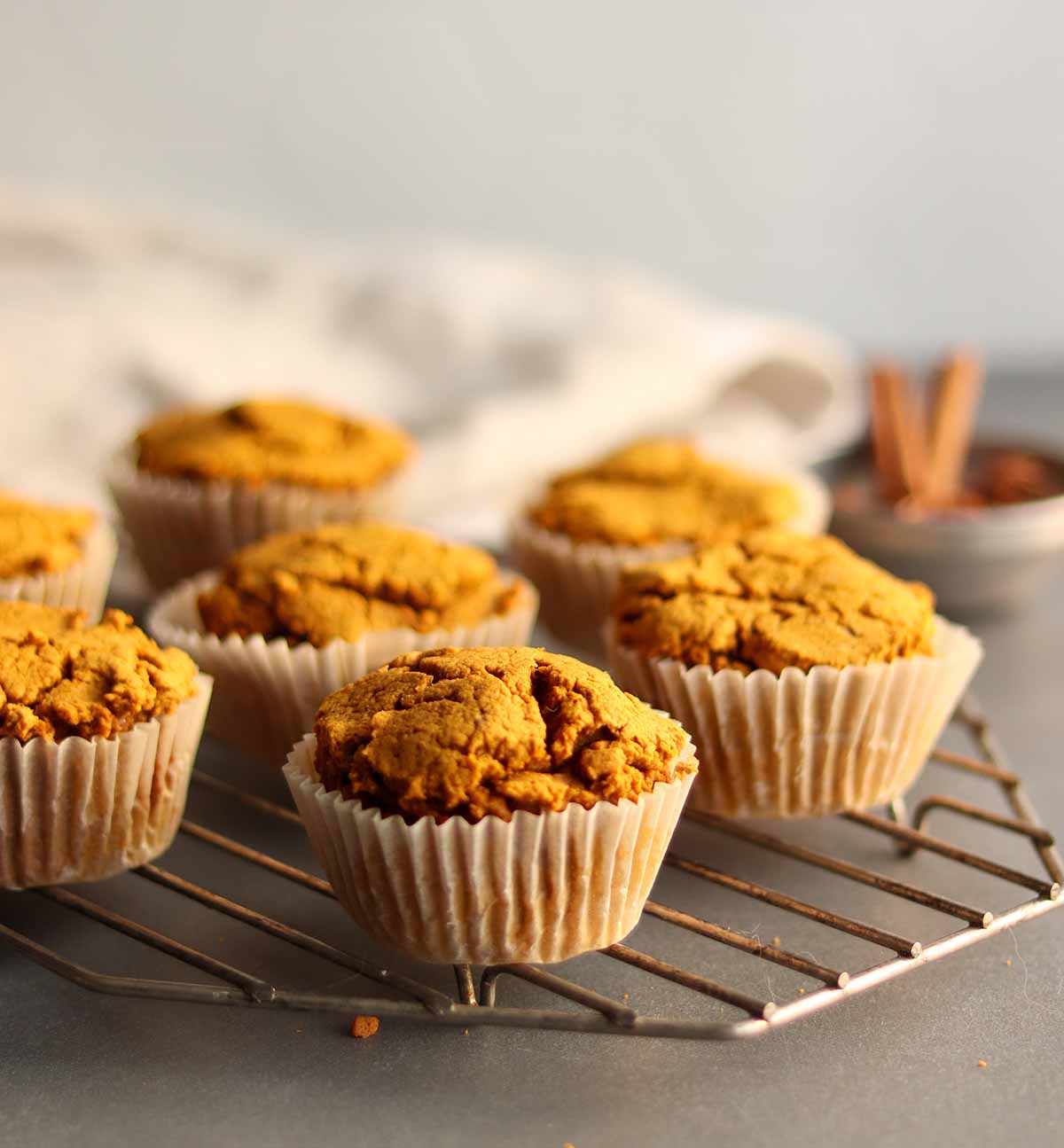 Pumpkin muffins on wire cooling rack