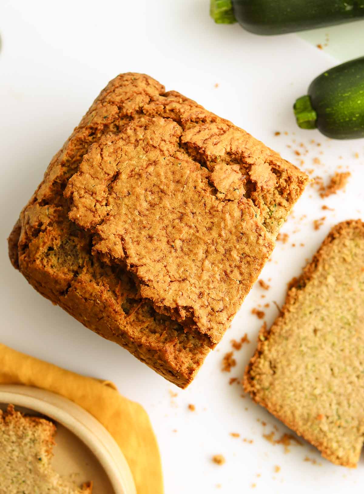 Overhead view of gluten free zucchini bread