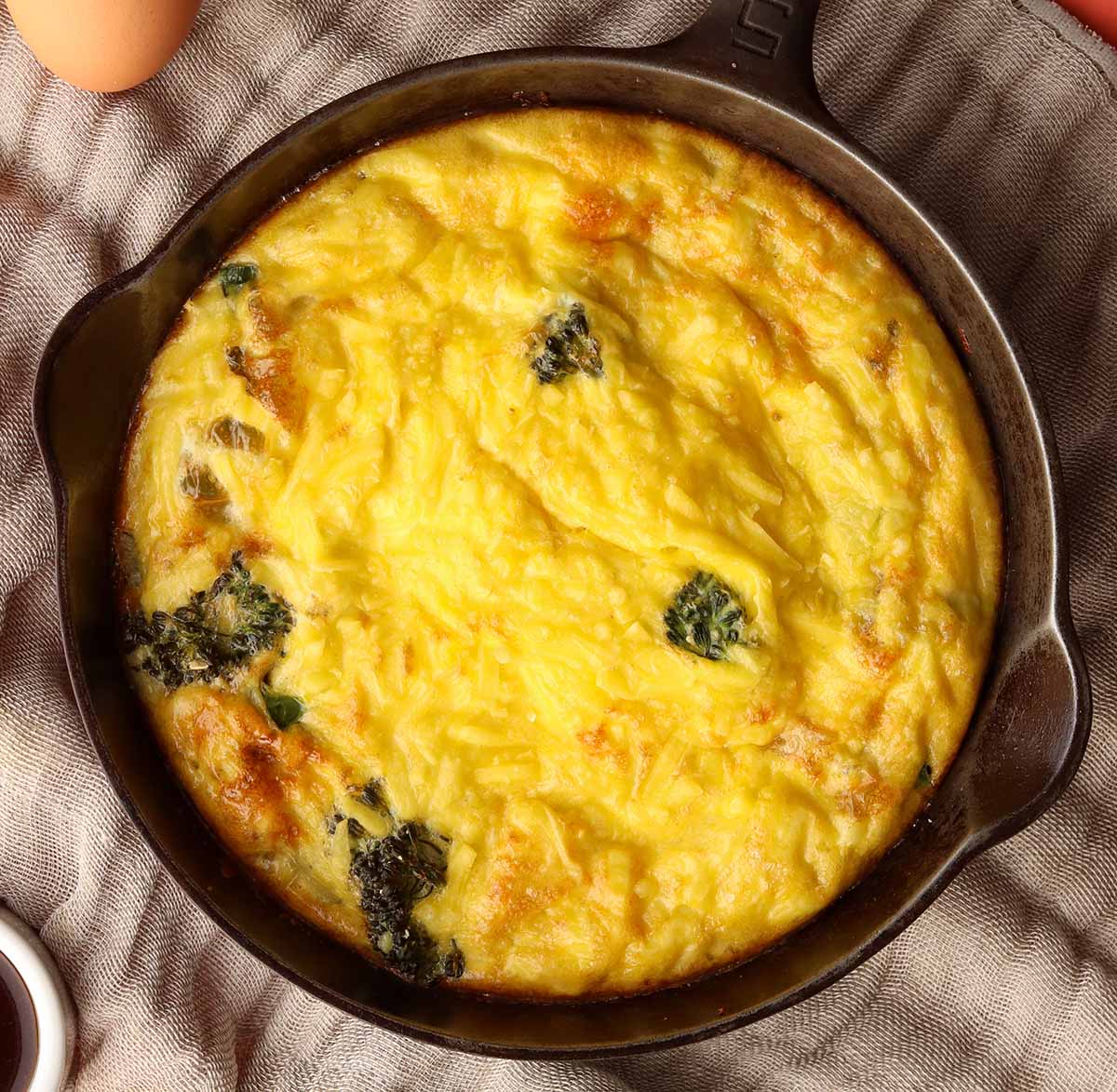 Dairy free frittata in a cast iron pan