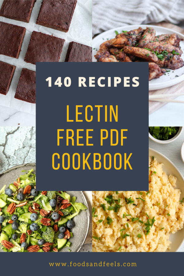 cover image for lectin free cookbook showing 4 recipes