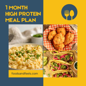 cover image for high protein meal plan showing 3 recipes